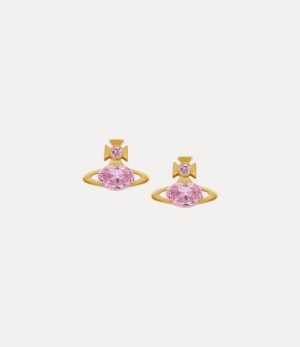 Vivienne Westwood Allie Earrings Gold / Pink Cz | 942086MPJ