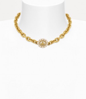 Vivienne Westwood Amaya Chain Necklace Gold / Creamrose Pearl | 724596IJE