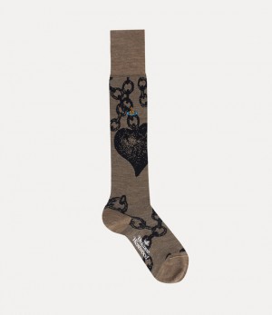 Vivienne Westwood Chain High Sock Brick | 512038YJB