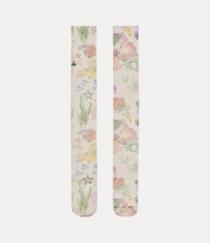 Vivienne Westwood Hibiscus Over The Knee Socks Off White | 139657VYQ