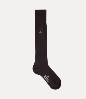 Vivienne Westwood High Uni Colour Sock Anthracite | 508713JVO