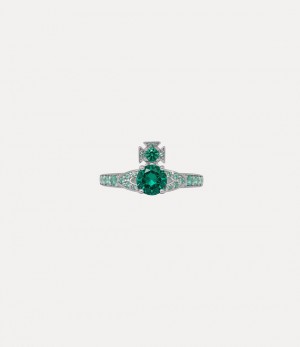 Vivienne Westwood Ismene Ring Platinum / Green Cz | 789410ZOH