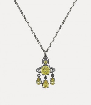 Vivienne Westwood Joaquina Pendant Necklace Ruthenium / M-peridot Cz | 924810DEZ