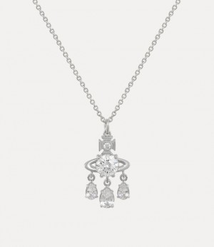 Vivienne Westwood Joaquina Pendant Necklace Platinum / White Cz | 270586TWZ