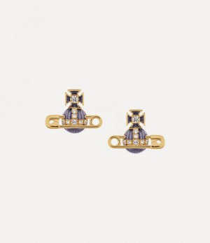 Vivienne Westwood Kitty Earrings Gold / Crystal Crystal / Violet Transparent Enamel | 713290BRJ