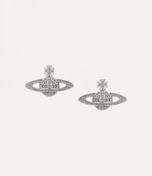 Vivienne Westwood Mini Bas Relief Earrings Platinum / Crystal Crystal | 487320XWC