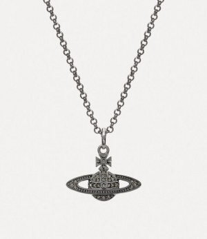 Vivienne Westwood Mini Bas Relief Pendant Ruthenium Black Diamond | 608729ILY