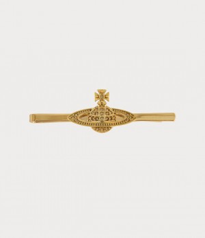 Vivienne Westwood Mini Bas Relief Tie Clip Gold Light Colorado Topaz | 768390UAJ