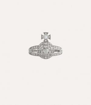 Vivienne Westwood Mini Orb Ring Platinum / White Cz | 306915GVQ