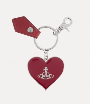 Vivienne Westwood Mirror Heart Orb Keyring Red Pu Grain | 738460QXI