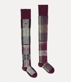 Vivienne Westwood Multi Tartan Over The Knee Sock Anthracite | 037642KCF