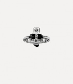 Vivienne Westwood New Diamante Heart Ring Platinum / Black Diamond Crystal / Black | 450821JCO