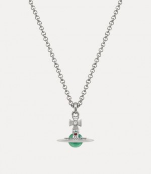 Vivienne Westwood New Petite Orb Pendant Platinum/Mint Green/Multi | 120683TEH