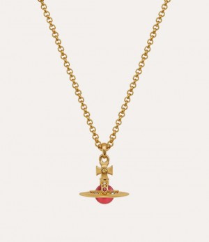 Vivienne Westwood New Petite Orb Pendant Gold/Indian Pink Cz/Padparadscha,Light | 604378UYF