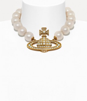 Vivienne Westwood Neysa Necklace Gold / Creamrose Pearl / Crystal Crysta | 027641OLM