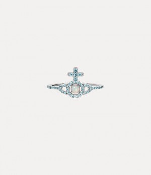 Vivienne Westwood Olympia Ring Platinum / Turquoise Cz / White Synthetic Opa | 659813VPF