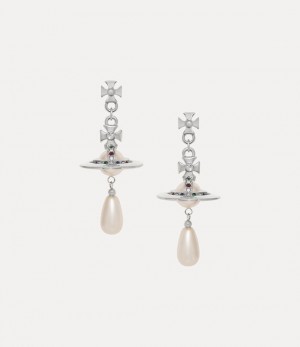 Vivienne Westwood Pearl Drop Earrings Platinum/Pearl/Multi | 059641BSO