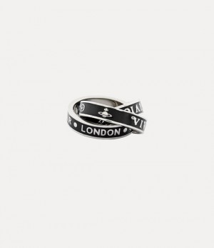 Vivienne Westwood Percy Ring Platinum / Black Enamel | 867139VHW