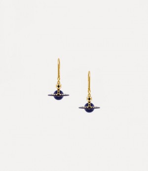 Vivienne Westwood Petite Original Orb Earrings Gold/Dark Purple,Opaque Jet Enamel/Berry Blue | 651407CIS