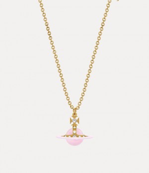 Vivienne Westwood Petite Original Orb Pendant Necklace Gold/Pale Pink,Opaque White Enamel/Milky Pink | 641950QDS