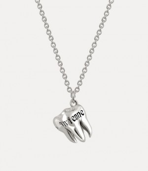 Vivienne Westwood Rima Pendant Necklace Platinum / Black Enamel / Black Patina | 804719YUP