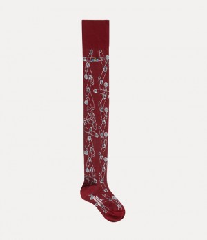 Vivienne Westwood Safety Pin Over The Knee Socks Navy Blue | 971856PYJ