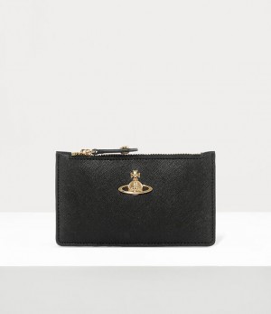 Vivienne Westwood Slim Long Card Holder Black 3d Orb | 196273YGJ