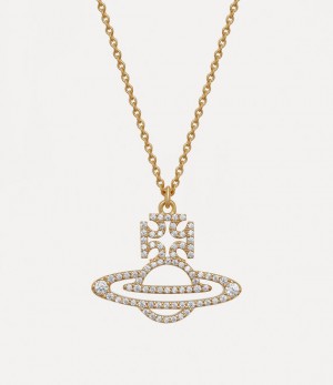 Vivienne Westwood Trudy Pendant Necklace Gold / White Cz | 436509XRY