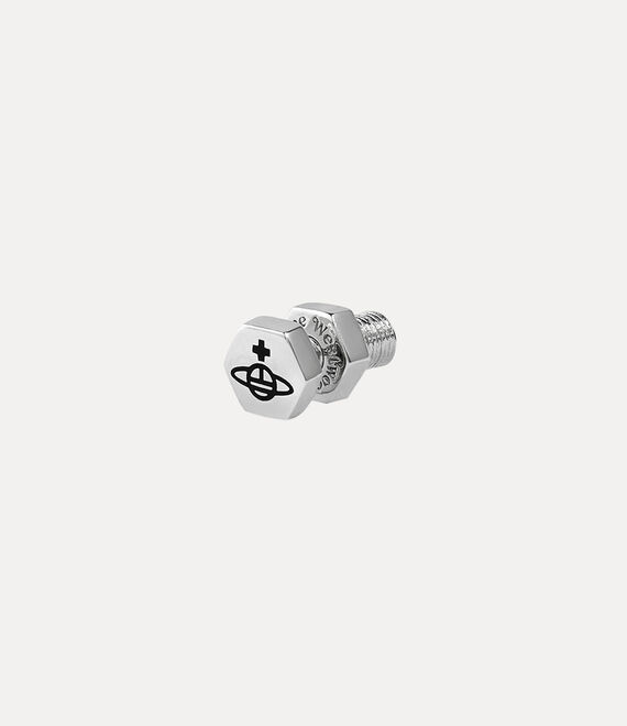 Vivienne Westwood Adel Single Stud Earring Platinum / Black Enamel | 589360NPQ