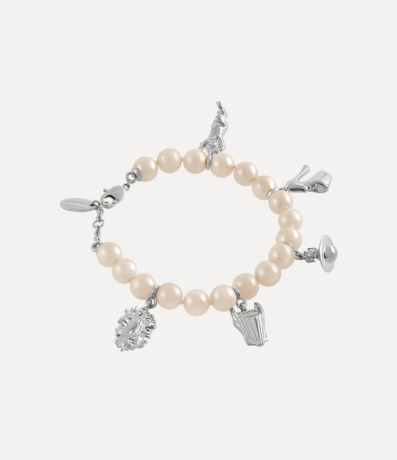 Vivienne Westwood Anglo Pearl Bracelet Platinum / Creamrose Pearl | 354079PIV