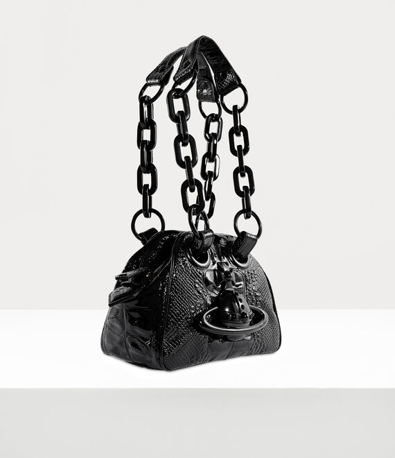 Vivienne Westwood Archive Chain Handbag Black Enamel Orb | 317524AVS