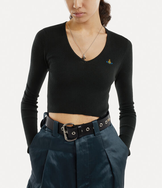 Vivienne Westwood Bea Cropped V-neck Black | 374985MZY