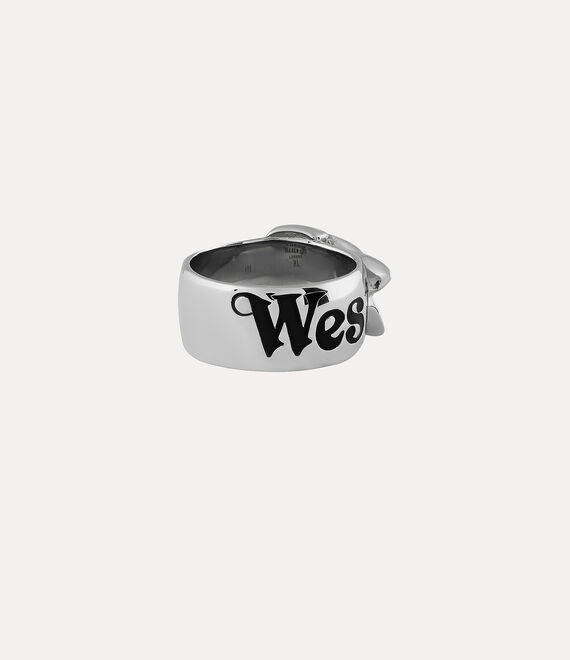 Vivienne Westwood Belt Ring Platinum / Black Enamel | 184379AZL