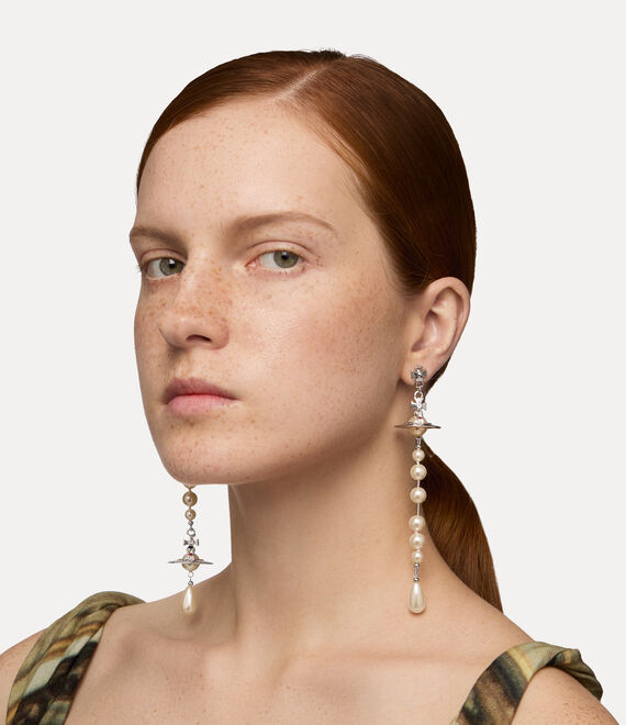 Vivienne Westwood Broken Pearl Earrings Platinum/Pearl/Multi | 164035VQP