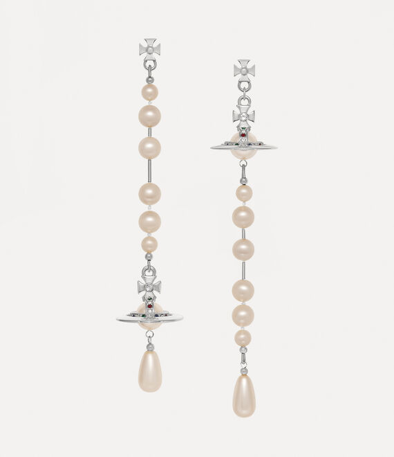 Vivienne Westwood Broken Pearl Earrings Platinum/Pearl/Multi | 164035VQP