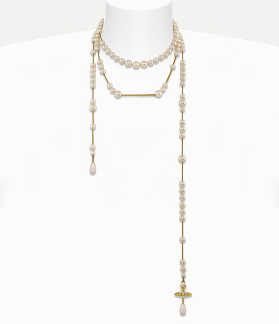 Vivienne Westwood Broken Pearl Necklace Gold/Pearl/Multi | 729430SDH