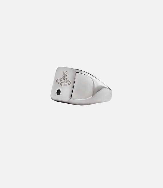 Vivienne Westwood Carlo Ring Platinum / Black Cz | 430961ZQO