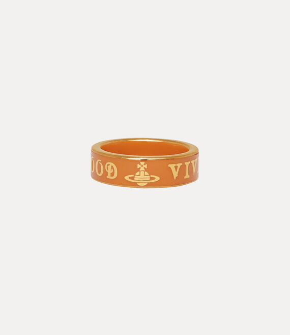 Vivienne Westwood Conduit Street Ring Gold / Orange Enamel | 532780MDL