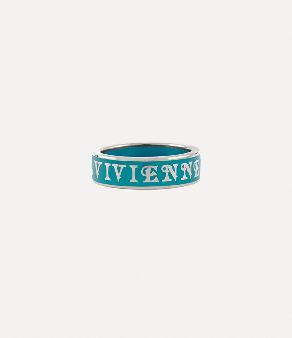 Vivienne Westwood Conduit Street Ring Platinum / Turquoise Enamel | 953147BLF