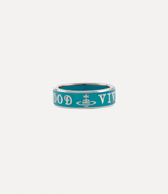 Vivienne Westwood Conduit Street Ring Platinum / Turquoise Enamel | 598037OJQ