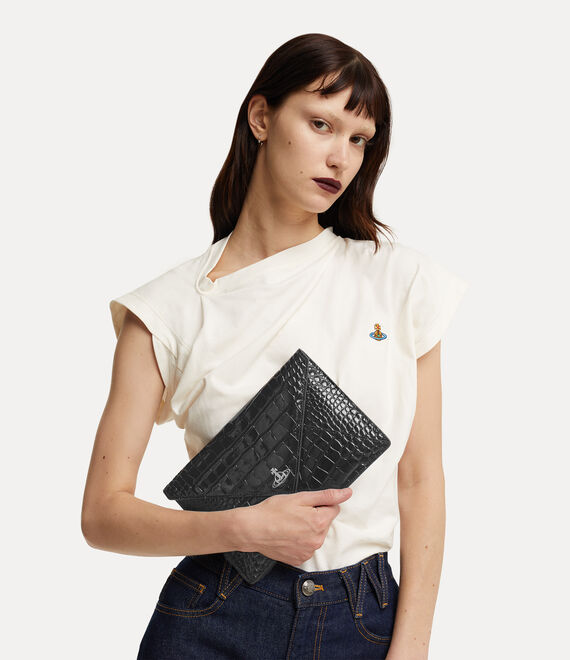 Vivienne Westwood Crocodile Envelope Clutch Black | 369710HDG