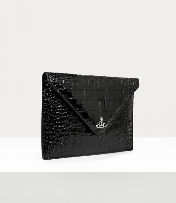 Vivienne Westwood Crocodile Envelope Clutch Black | 369710HDG