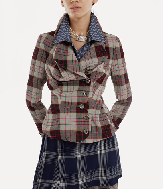 Vivienne Westwood Drunken Tailored Jacket Red Check | 152680NLV