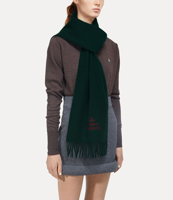 Vivienne Westwood Embroidered Scarf Dark Green | 549317NKM