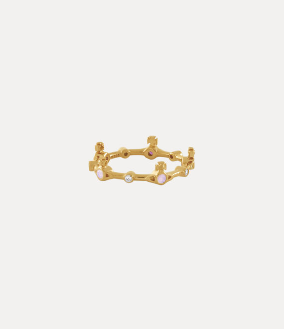 Vivienne Westwood Felicia Ring Gold / Milky Pink, White Cz | 649570ZAM