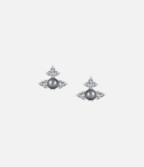 Vivienne Westwood Feodora Earrings Platinum / Light Blue Cz / Crystal Dark Grey Pearl | 281506WXR