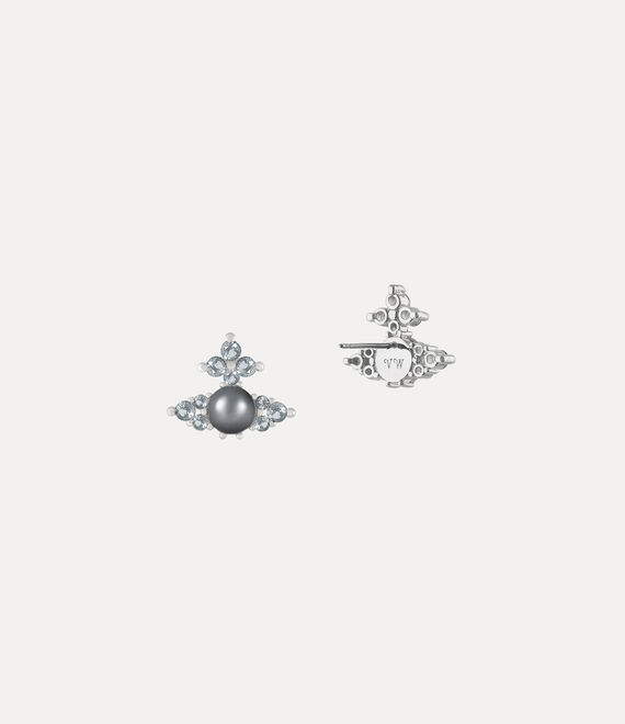 Vivienne Westwood Feodora Earrings Platinum / Light Blue Cz / Crystal Dark Grey Pearl | 281506WXR