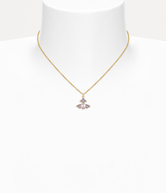 Vivienne Westwood Feodora Pendant Necklace Gold / Light Purple Cz / Crystal Rosaline Pearl | 574061MQS