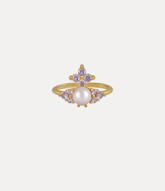 Vivienne Westwood Feodora Ring Gold / Light Purple Cz / Crystal Rosaline Pearl | 278543VAZ