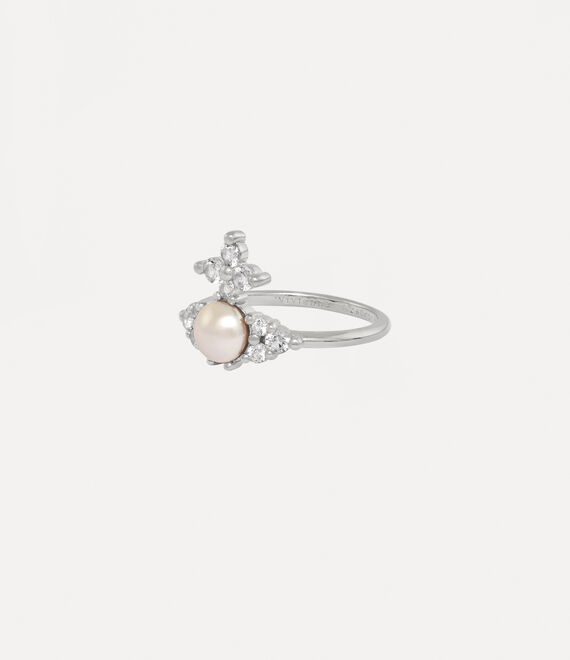 Vivienne Westwood Feodora Ring Platinum / White Cz / Creamrose Pearl | 425736KET